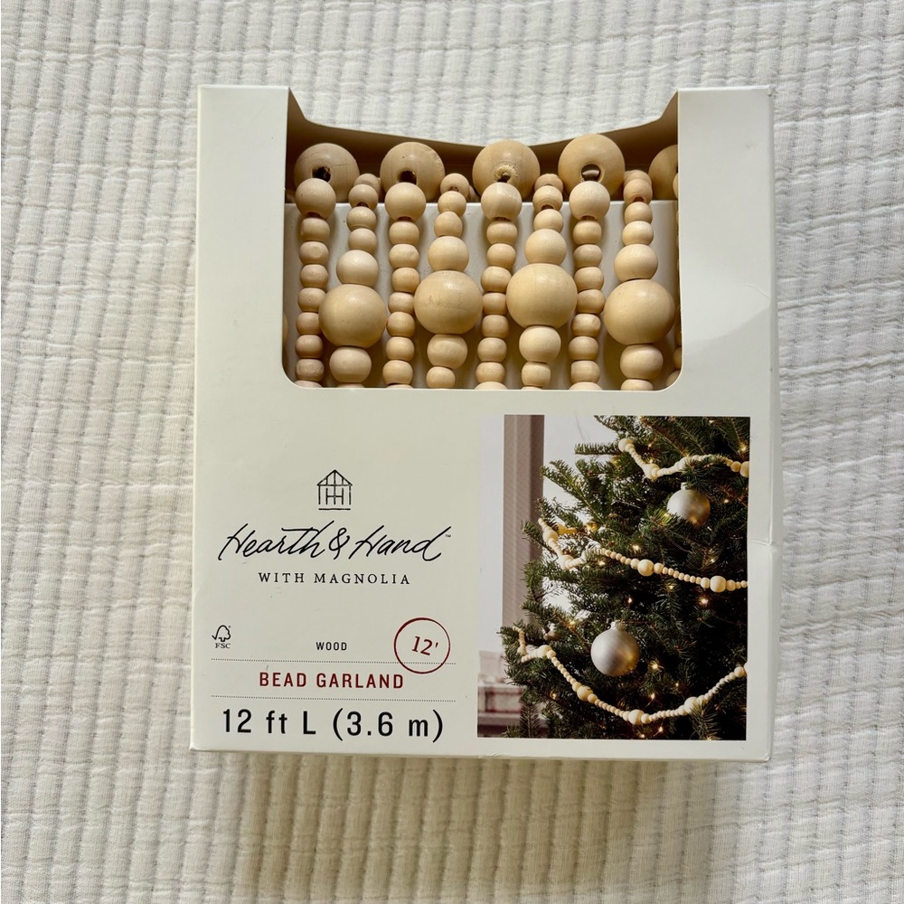 Hearth & Hand with Magnolia Natural Wood Bead Garland 12ft